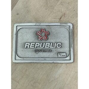 Vintage Republic Industries Metal Desk Paperweight Plaque Limited 1/250 Logo‎